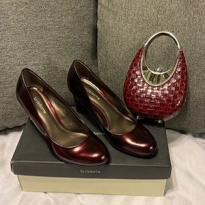 Burgundy Liz Claiborne heels with matching bag